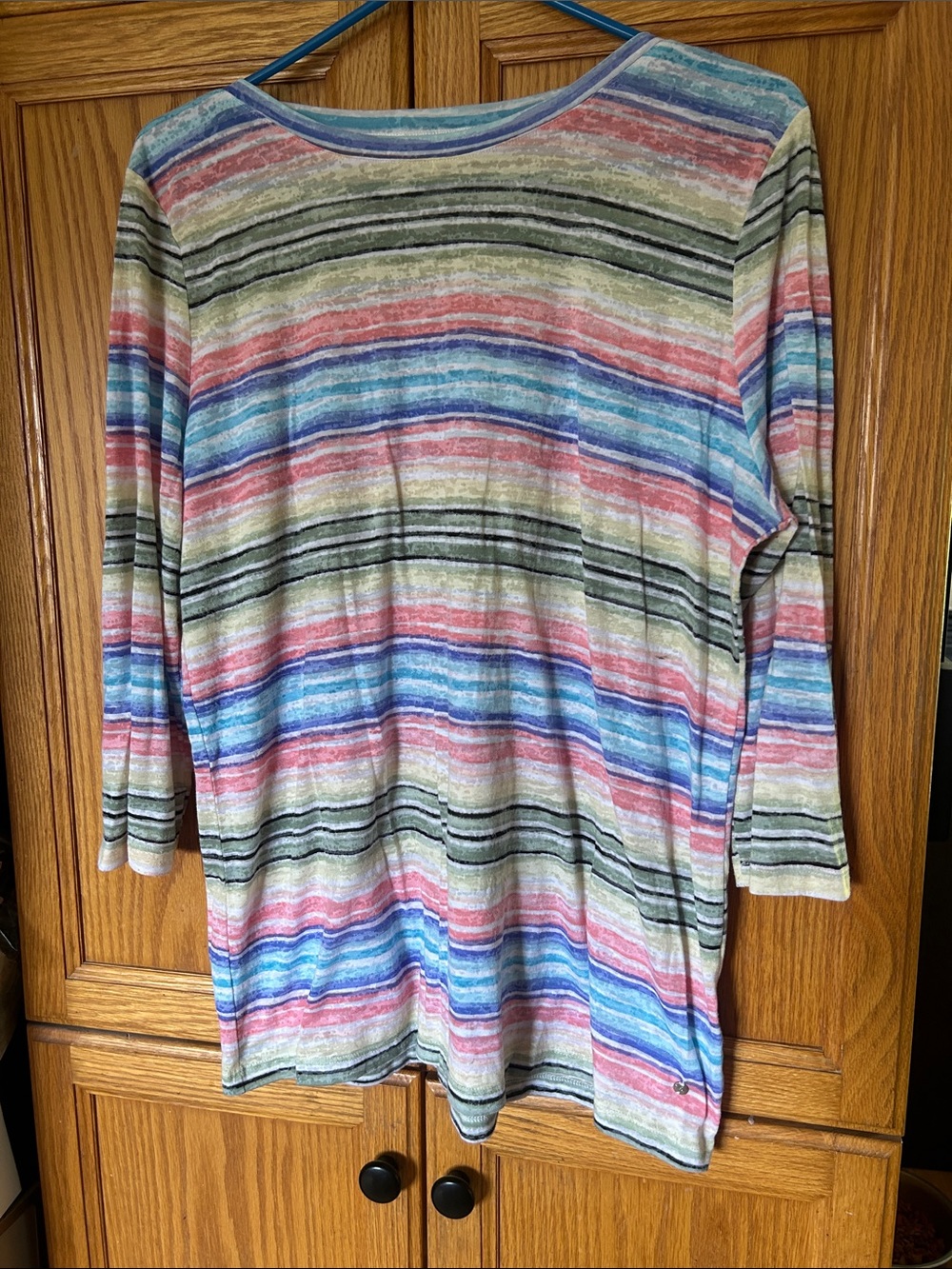 Northern Reflections Striped Long Sleeve Tee in Blue, Pink & Green